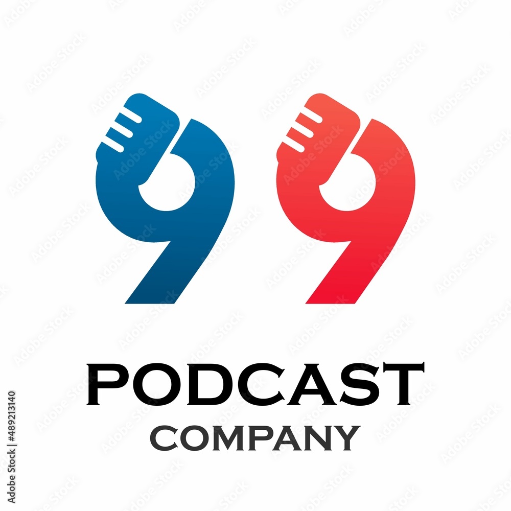 Fototapeta premium Number 9 with podcast logo template illustration