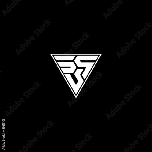 Letter SPU or SUP Logo monogram with triangle shape design template isolated on black background