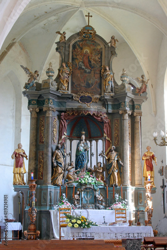 High altar in the church of the Assumption of the Virgin Mary in Glogovnica, Croatia