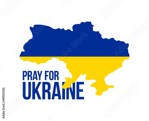 Pray for Ukraine concept illustration with national flag, hand, and map. Ukrainian flag praying concept vector illustration. Pray For peace Stop the war against Ukraine