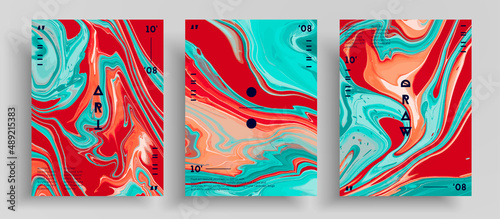 Abstract vector banner, pack of modern design fluid art covers. Artistic background that applicable for design cover, invitation, presentation and etc. Colorful creative iridescent artwork.