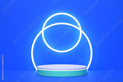 Neon color abstract 3D podium background © altafbeta