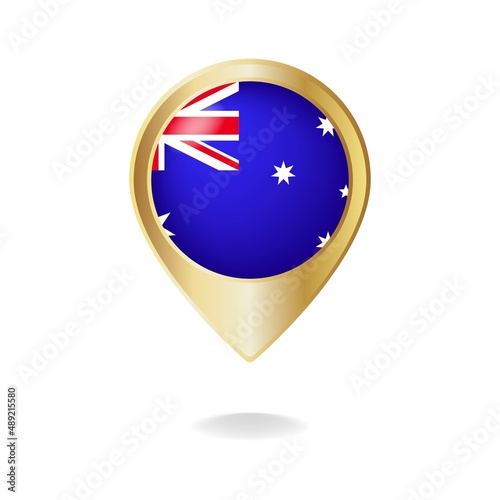 Free Download Australian flag on golden pointer map, Vector illustration eps.10 - GFXLoad