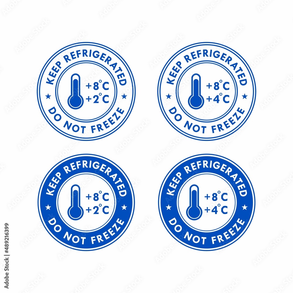 keep refrigerated do not freeze logo template illustration Stock