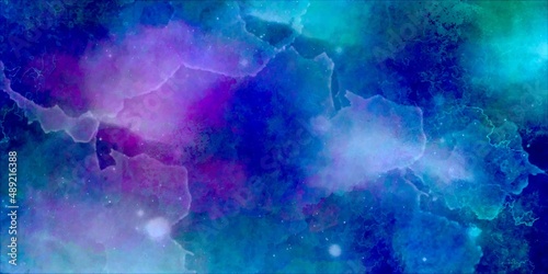 abstract blue background with abstract space nebula on black background. Colorful deep Cosmic Background. Galaxy banner art. Cosmic Background, Blue and Dark blue random background with copy.space