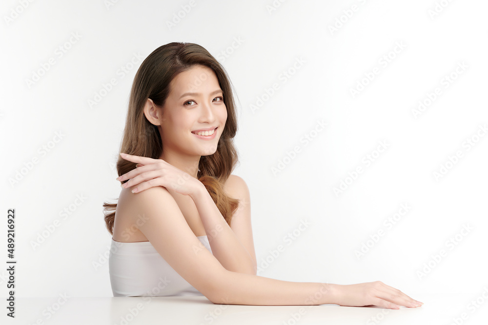 Beautiful young asian woman with clean fresh skin on white background, Face care, Facial treatment, Cosmetology, beauty and spa, Asian women portrait. Beautiful young asian woman with clean fresh skin on white background, Face care, Facial treatment, Cosmetology, beauty and spa, Asian women portrait.