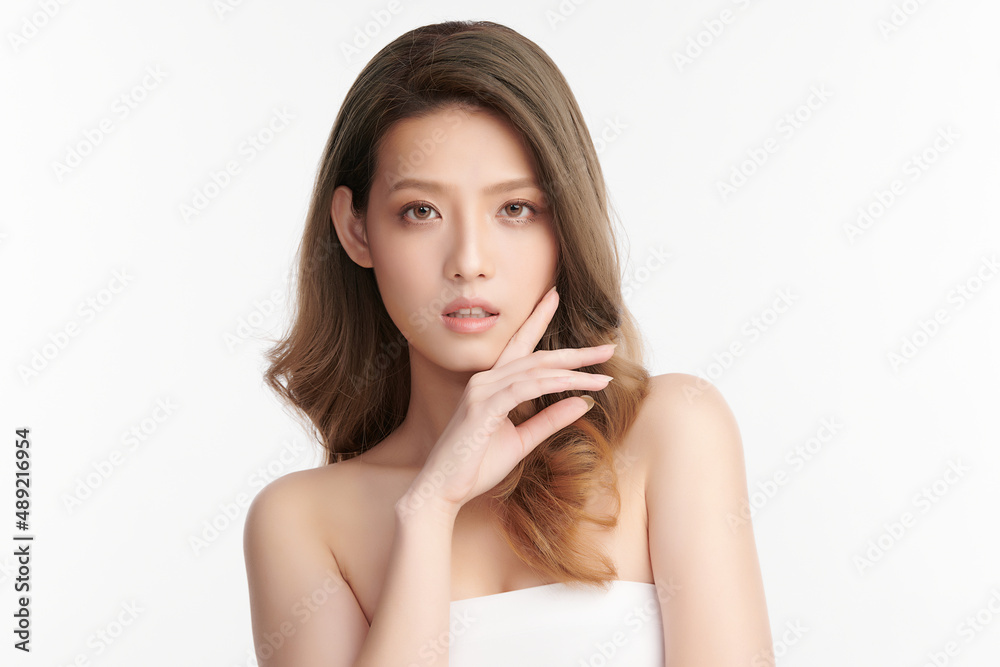 Beautiful young asian woman with clean fresh skin on white background, Face care, Facial treatment, Cosmetology, beauty and spa, Asian women portrait. Beautiful young asian woman with clean fresh skin on white background, Face care, Facial treatment, Cosmetology, beauty and spa, Asian women portrait.