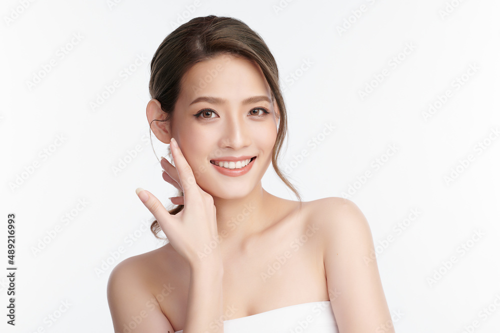 Beautiful young asian woman with clean fresh skin on white background, Face care, Facial treatment, Cosmetology, beauty and spa, Asian women portrait. Beautiful young asian woman with clean fresh skin on white background, Face care, Facial treatment, Cosmetology, beauty and spa, Asian women portrait.