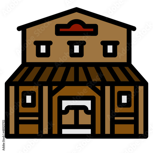 western saloon line icon