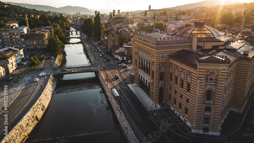 View of Sarajevo City Hall, Vijecnica. Bosnia and Herzegovina. photo