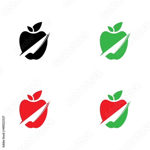 Apple and knife logo icon set
