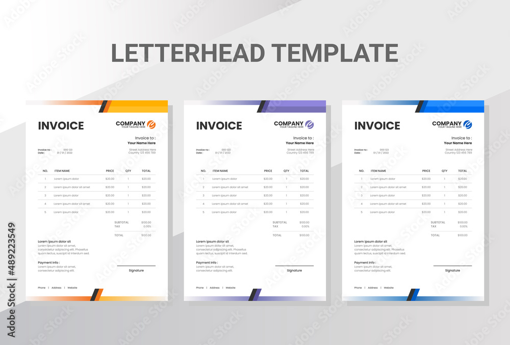 Obraz premium Modern and clean invoice template