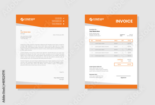Business stationery letterhead and invoice template