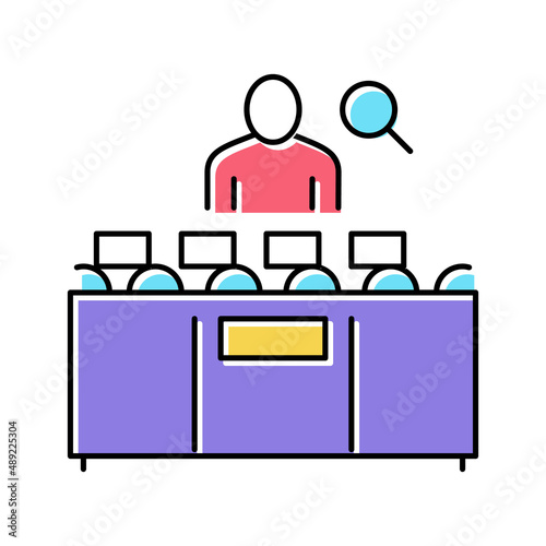 worker controle manufacturing process color icon vector illustration