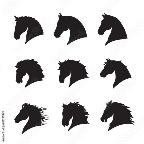 horse head silhouette collection vector