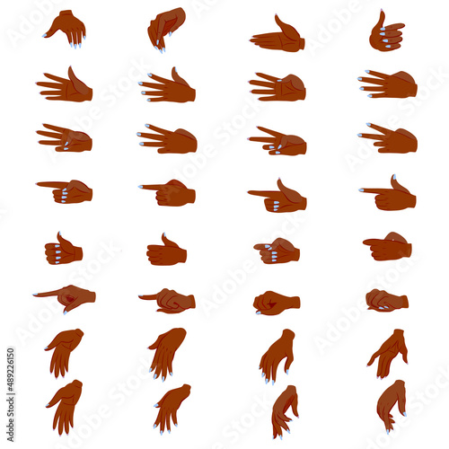 A set of hands and palms in different movements to create your own  animation.
