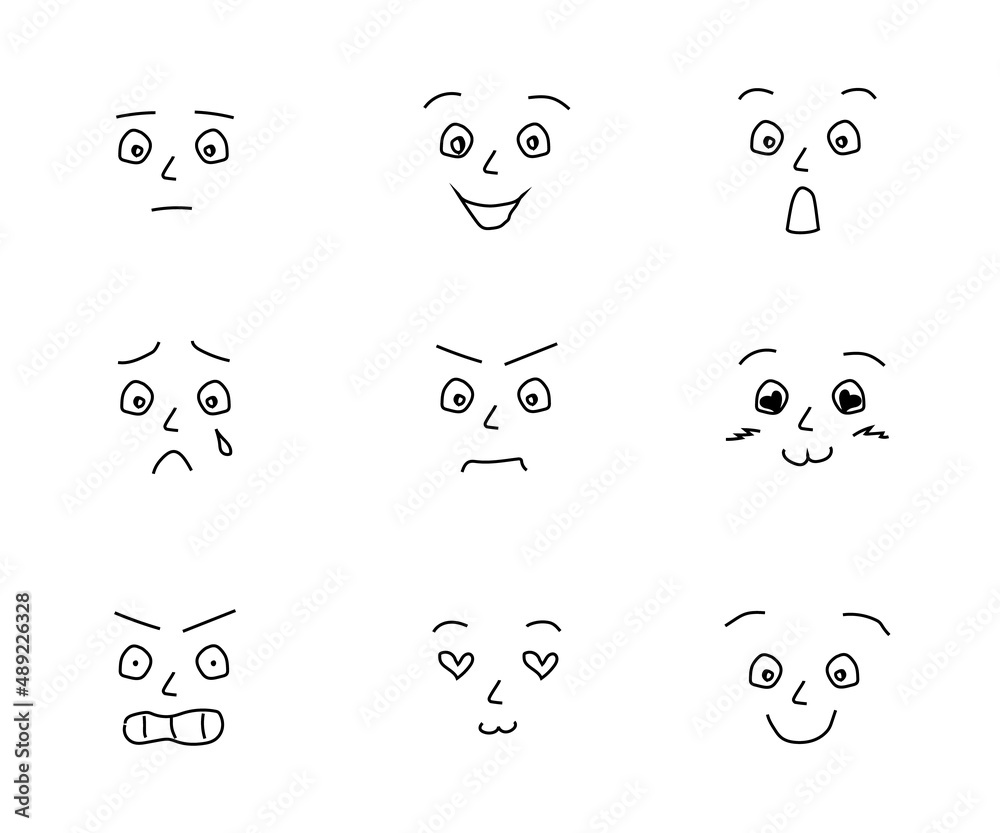 Set of funny emoticons. Various emotions. Vector illustration. Set of funny emoticons. Various emotions. Vector illustration.