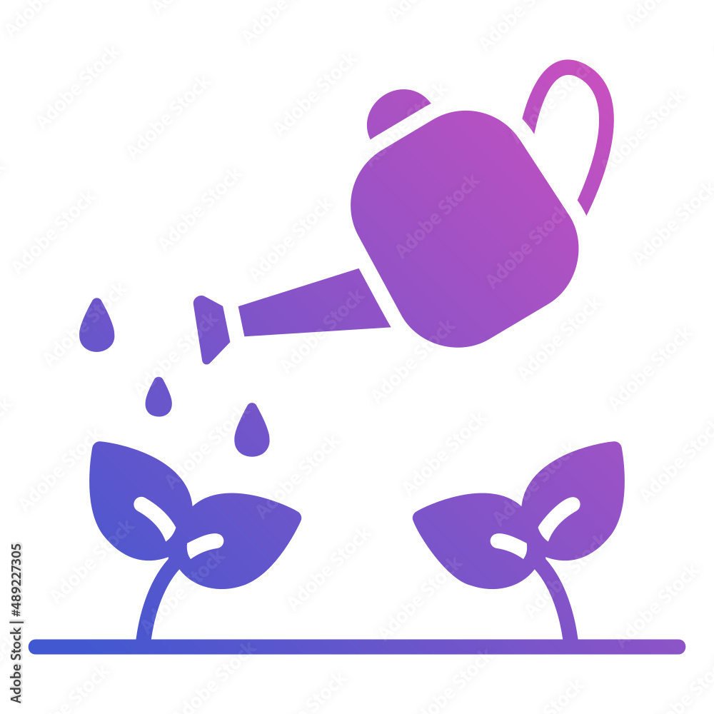 Watering can flat gradient icon. Can be used for digital product, presentation, print design and more.