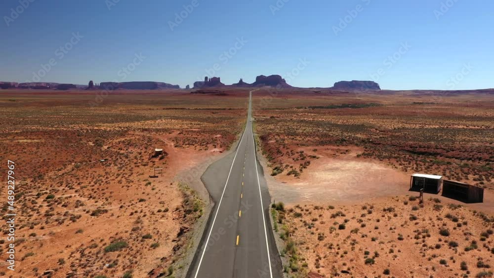 Distant View Of Monument Valley From The Famous Forrest Gump Point In Mexican Hat, Utah. wide aerial