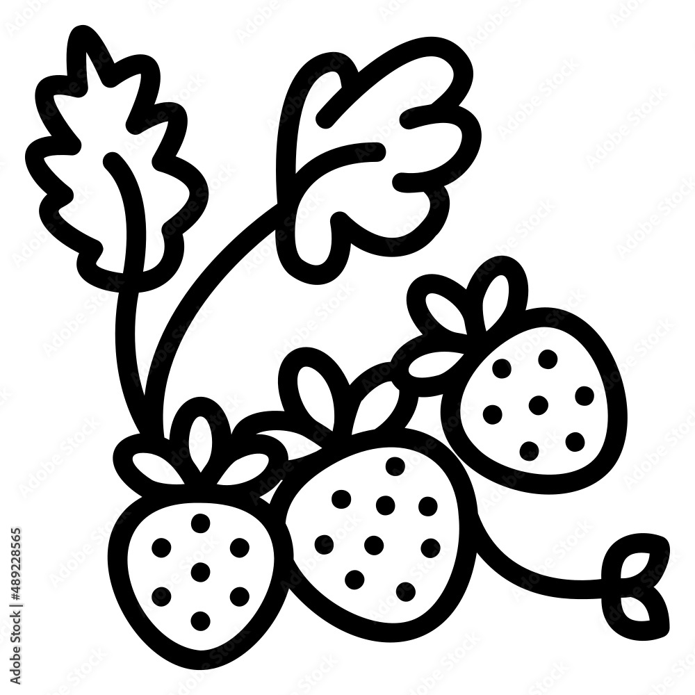 Obraz premium Strawberry with leaf line icon. Can be used for digital product, presentation, print design and more.