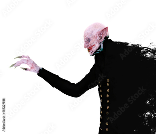 Fotografie Nosferatu Vampire creature reaching outward with a clawed hand with an ink smoke