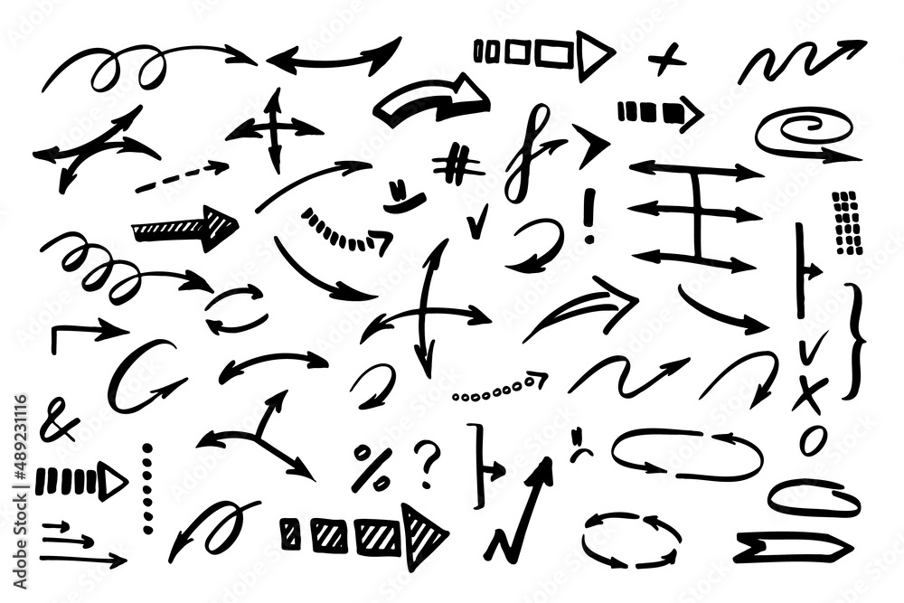 Set of doodle arrows vector illustration. Set of doodle arrows vector illustration.