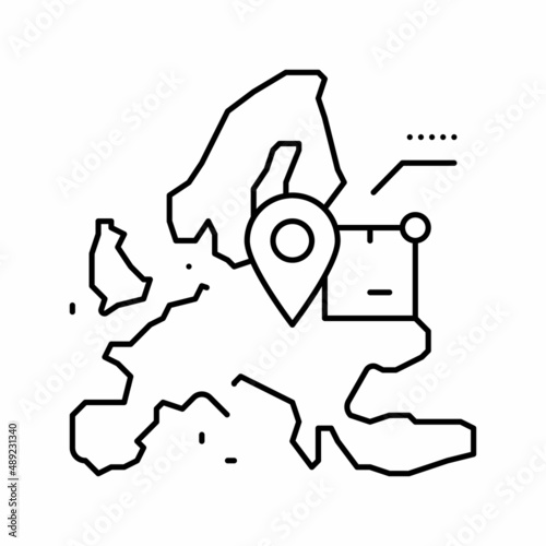 europe shipment tracking line icon vector illustration