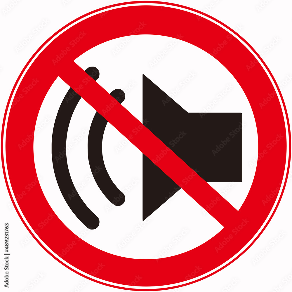 A PROHIBITION SIGN THAT MEANS : NO SOUND OR NO NOISE.