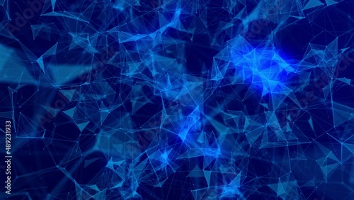 Digital Plexus background.Data technology and scientific illustration. Moving dots and lines network connection structures. 3d rendering. 4K