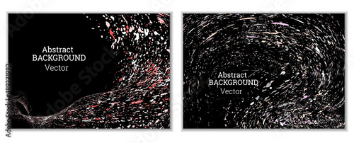 Multicolored paint splashes, smears, dust particles and debris are carried by the wind. A set of two templates. Design template for the design of banners, posters, booklets, covers, magazines. EPS 10