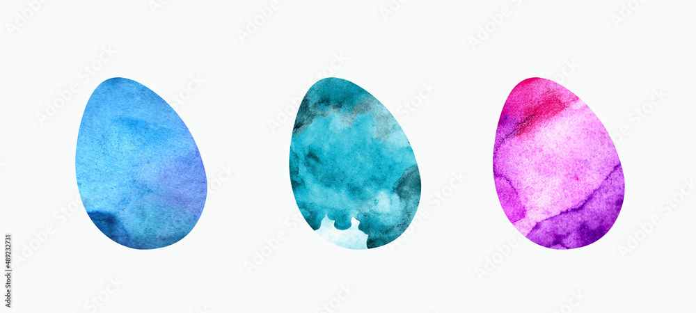 Set with three watercolor easter eggs. Set with three watercolor easter eggs.