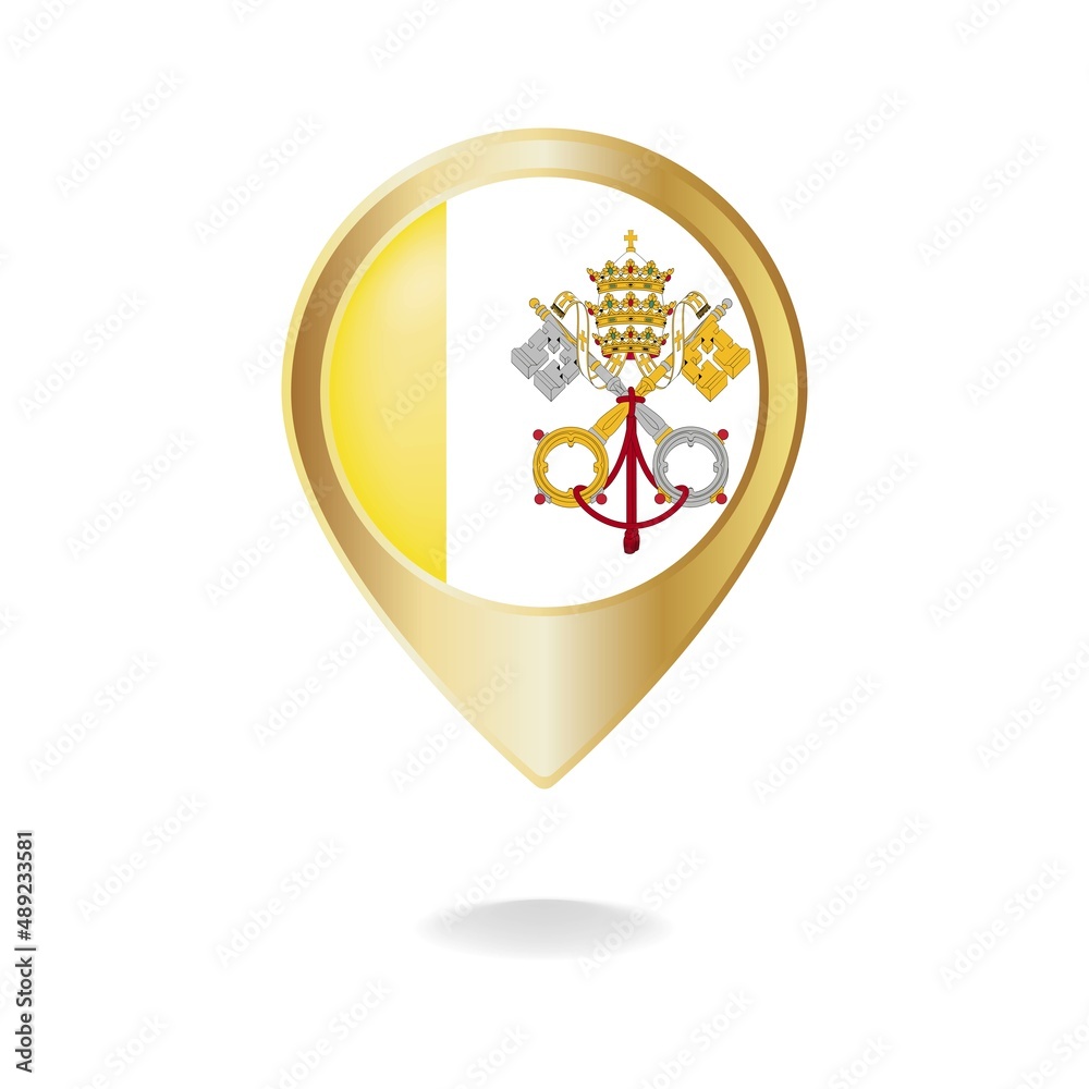 Vatican flag on golden pointer map, Vector illustration eps.10 Vatican flag on golden pointer map, Vector illustration eps.10