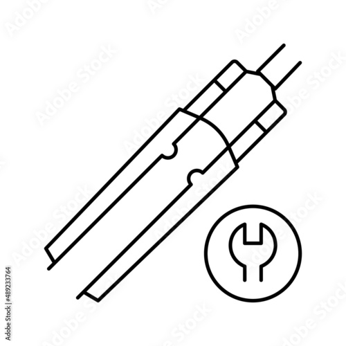 bicycle fork straightening line icon vector illustration