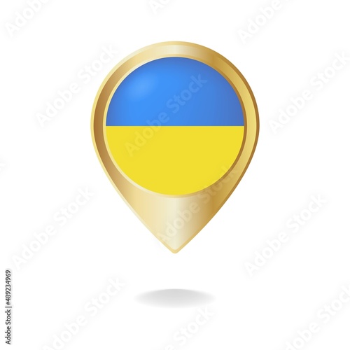 Free Download Ukraine flag on golden pointer map, Vector illustration eps.10 - GFXLoad