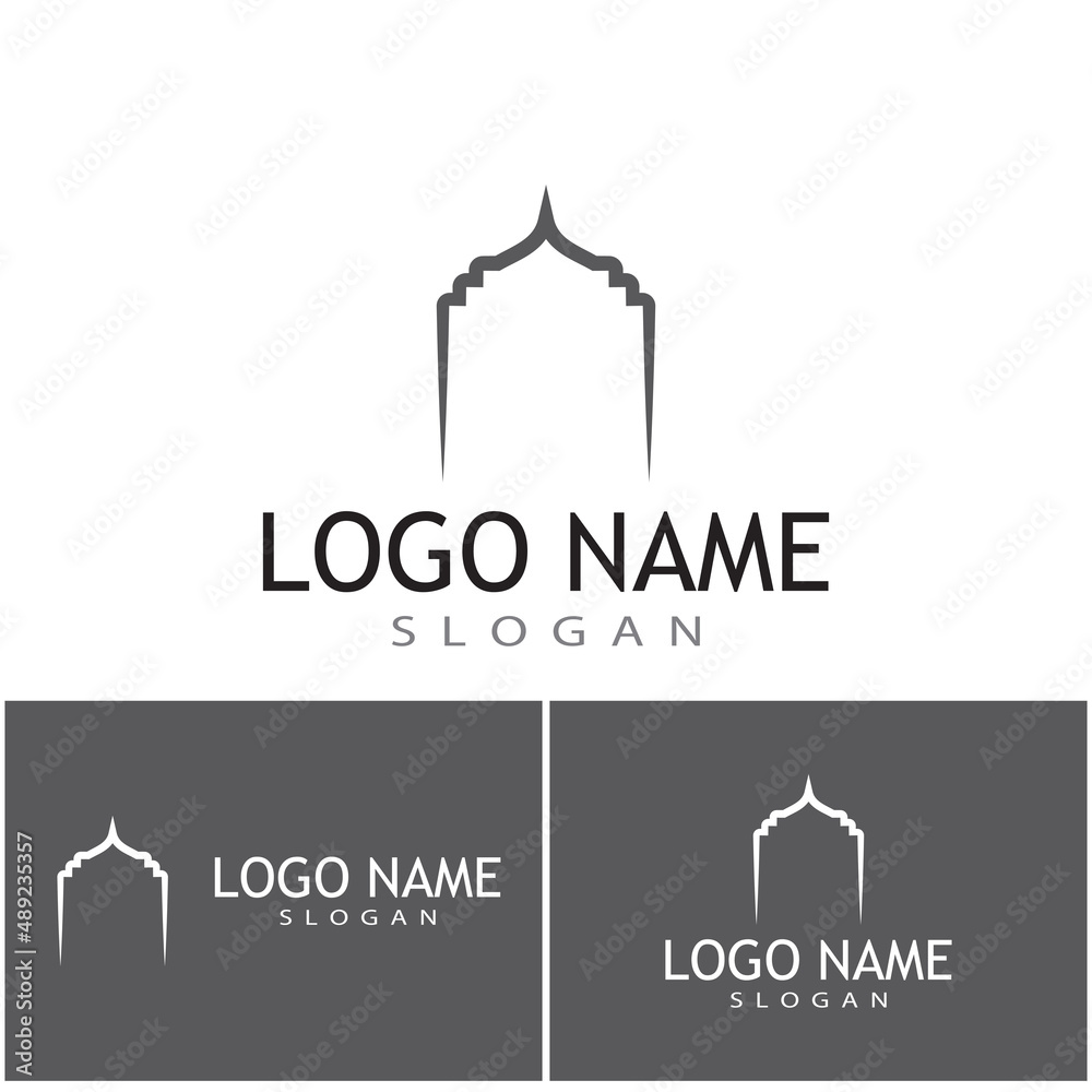 Mosque window vector icon design template Mosque window vector icon design template