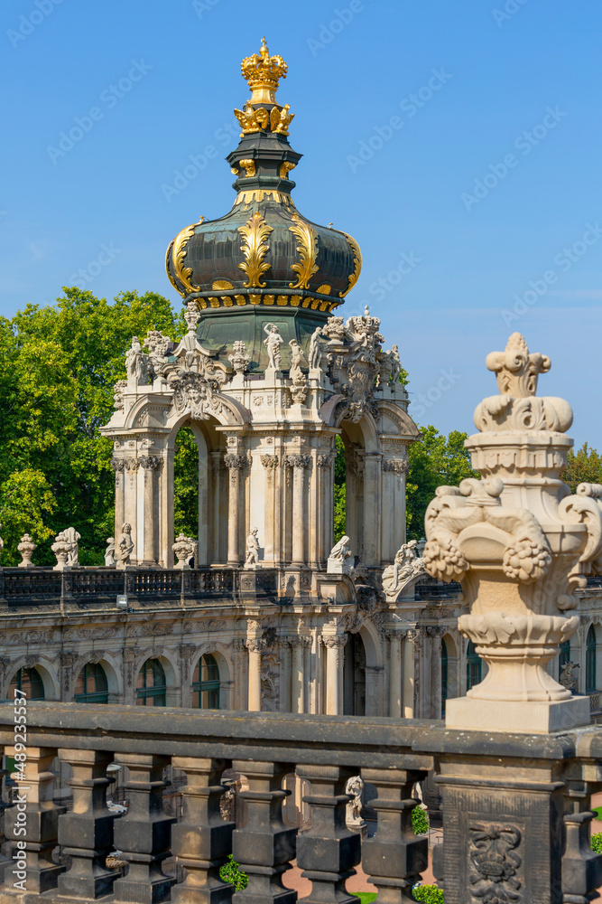 18th century baroque Zwinger Palace, Crown Gate also called Kronentor, Dresden, Germany