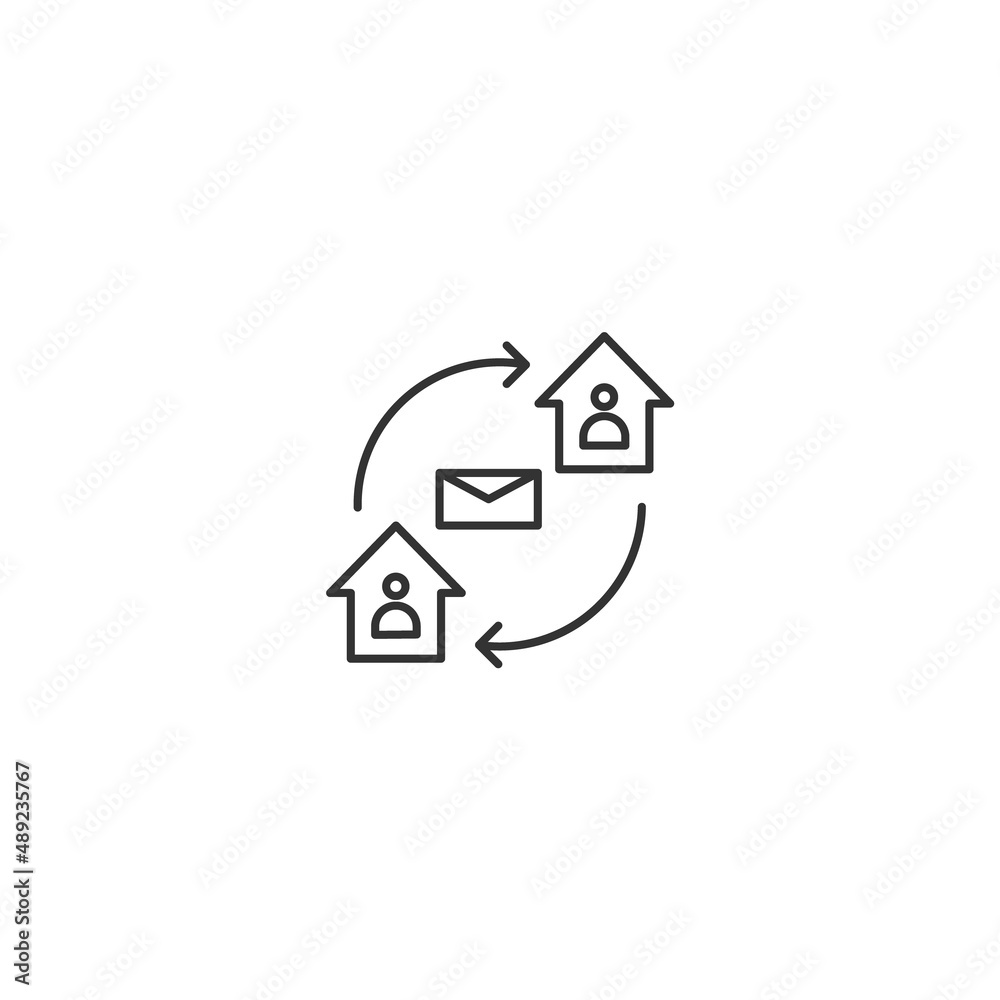 Sent message mail sms line icon. Home addressee remote work Sent message mail sms line icon. Home addressee remote work