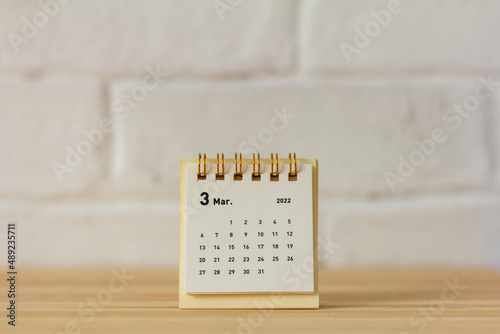 Desktop calendar for March 2022. Calendar for planning and managing each date.