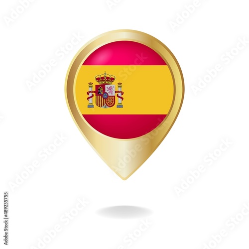 Free Download Spain flag on golden pointer map, Vector illustration eps.10 - GFXLoad