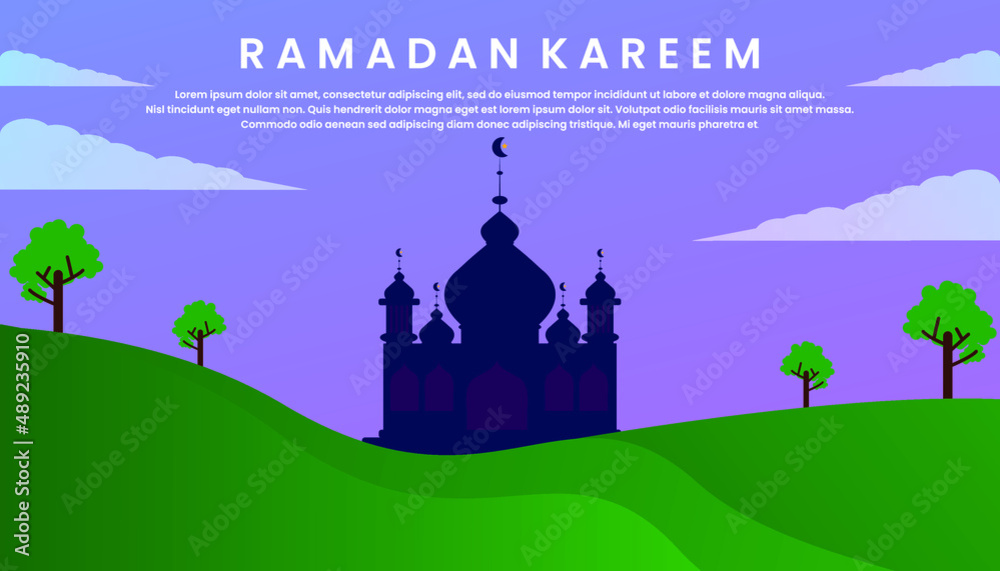 Desain latar belakang gradien hijau vektor premium menyambut bulan Ramadhan