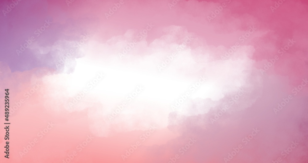 Abstract background with clouds. Trendy abstract nature background. Hazy lighting. Abstract pastel gradient background texture. watercolor painted Pink, Purple background. pretty springtime banner