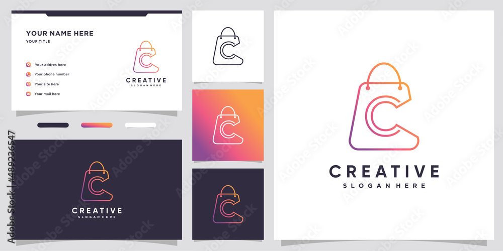 Bag and latter C logo design with creative concept Bag and latter C logo design with creative concept