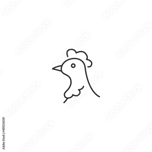Hen poultry chicken line icon. Farm chicken animal