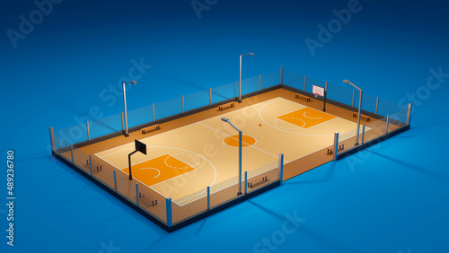 Street basketball court. Sport team concept.3d rendering.