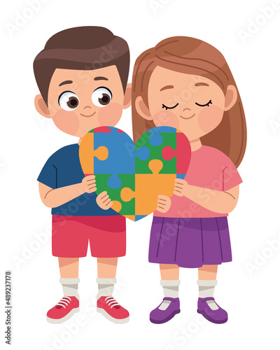 autistic kids with puzzle heart