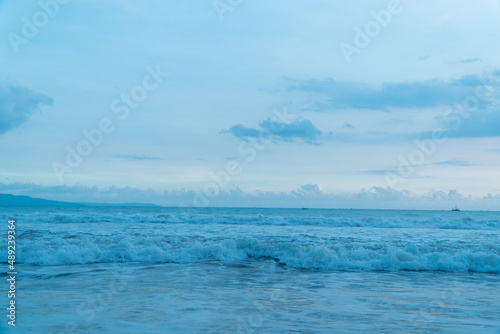 waves on a beautiful beach in Sukabumi, Indonesia