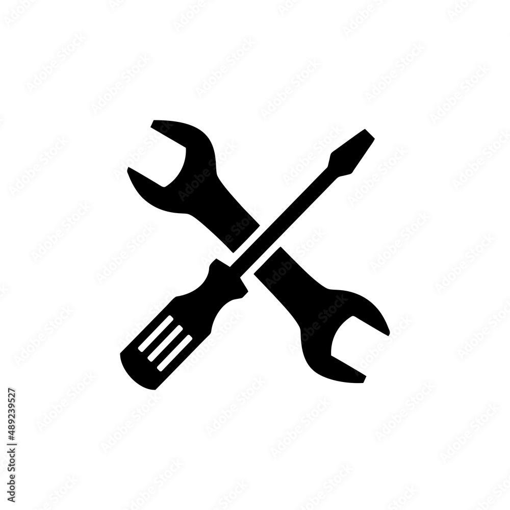 Wrench and screwdriver, repair icon, logo isolated simple design vector Wrench and screwdriver, repair icon, logo isolated simple design vector