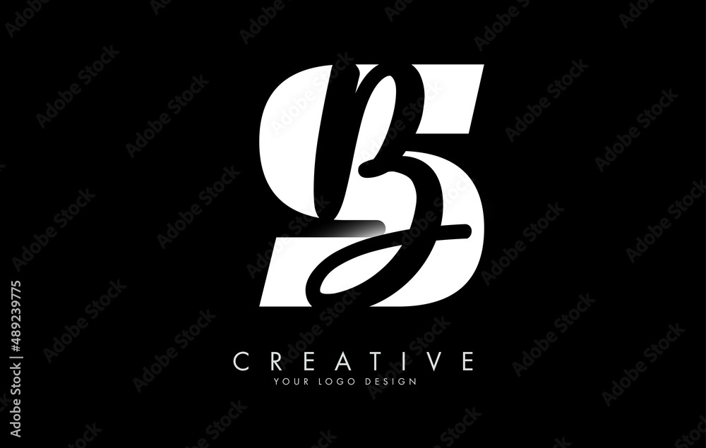 White and Black Letters SB Logo with a minimalist design. Letters S and ...