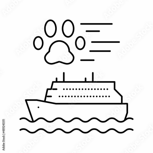 pet transportation in ship line icon vector illustration