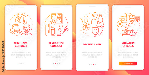 Conduct disorder groups red gradient onboarding mobile app screen